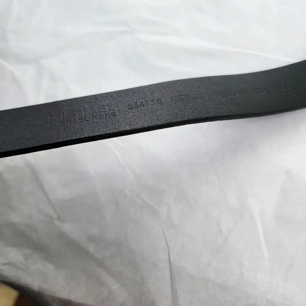 Michael‎ Kors Size M Leather Belt Black Silver Buckle 31-35